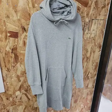 LACOSTE 그레이 후드 부착 드레스 후드티