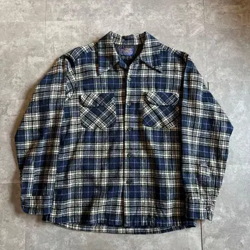 Pendleton 체크 플란넬 셔츠 오픈 카라 USA제 60s 70s
