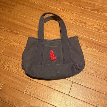 Polo 자수 다크 그레이 토트백