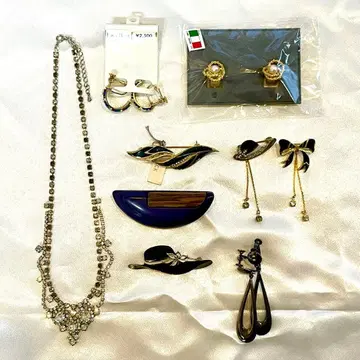 레트로 패션 귀찌 브로치 목걸이 세트