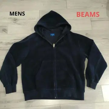 BEAMS 후드 부착 집업 네이비