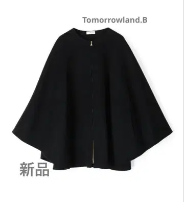 새상품 TOMORROWLAND .B 울 더블 페이스 판초 블랙