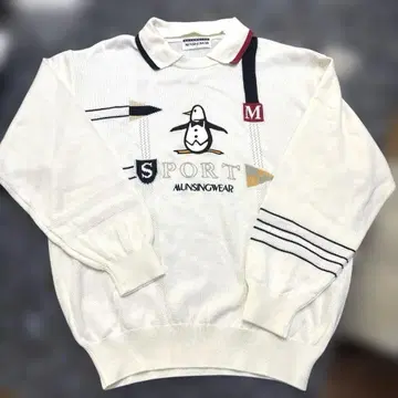 Munsingwear 펭귄 자수 긴팔 니트 여성용 L 카라 탈부착 가능
