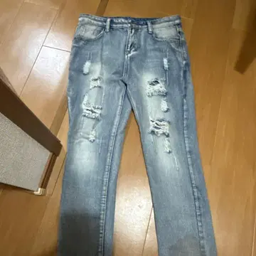 데미지 가공 라이트 블루 데님 14Y