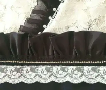 오비 장식 천, 오비 장식 *. 블랙 새틴 프릴 반짝이는 큐빅 2way