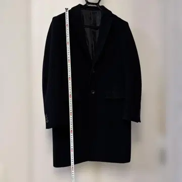 블랙 싱글 브레스티드 체스터 코트