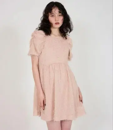 TINA: JOJUN 라메 샤기 미니 원피스 핑크