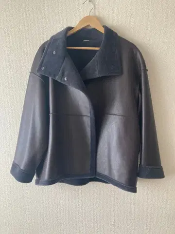 cocodeal 다크 브라운 가죽 오버 사이즈 자켓