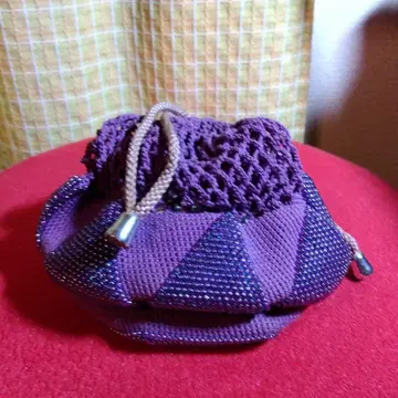 비즈 뜨개질 복조리형 일본 의류용 가방 보라색