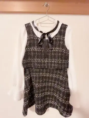 체크 무늬 트위드풍 셋업