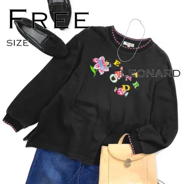 레오나르 일본제 로고 자수 A라인 코튼 트레이닝복 블랙