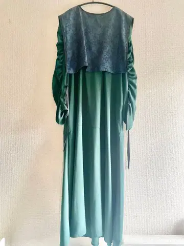 CIAO PANIC 그린 롱 드레스 개더