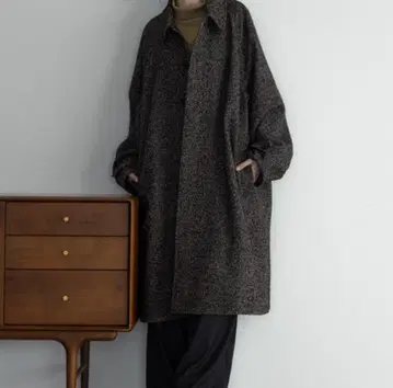 remer 루즈 울 블렌드 스텐카라 코트 롱 코트 다크 브라운