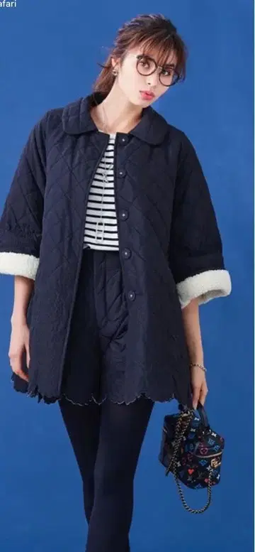 [미사용 택 포함] chesty 퀼팅 숏팬츠 블랙