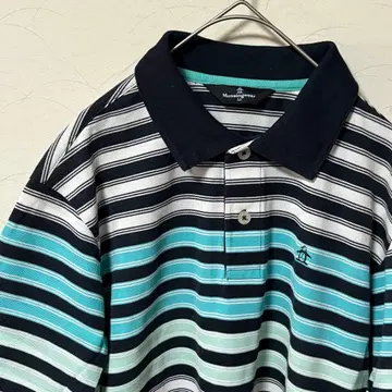 먼싱웨어 골프 반팔 피케 셔츠 보더 무늬 남성용 LL 사이즈