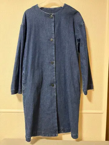 무인양품 스트레치 데님 노카라 코트 S 인디고 블루