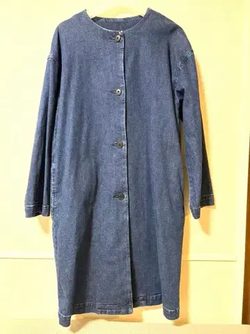 무인양품 스트레치 데님 노카라 코트 S 인디고 블루
