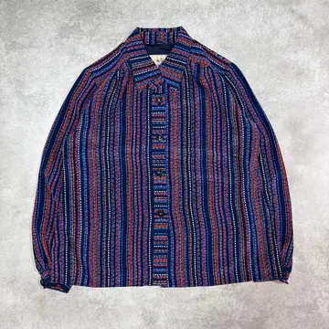 MITSUKOSHI 여성용 긴팔 셔츠 스트라이프 패턴