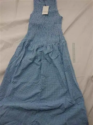 자라 ZARA 깅엄 체크 원피스 블루 계열 M 사이즈 여성용