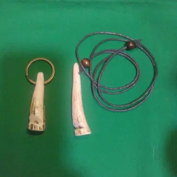 에조 사슴 뿔 키링 목걸이 세트