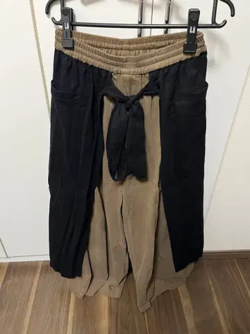 aphlotus 바이컬러 레이어드 이지 와이드 팬츠