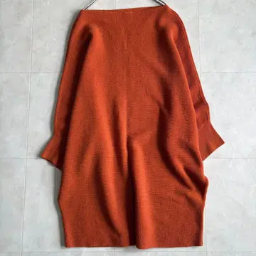 23구 울 100% 돌먼 니트 튜닉 루즈핏 오렌지 46 빅 사이즈