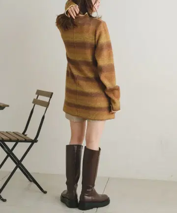 리브 스트라이프 니트 긴팔