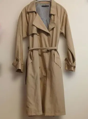 새상품급 Heather 헤더 베이지 트렌치 코트 긴팔 롱 F