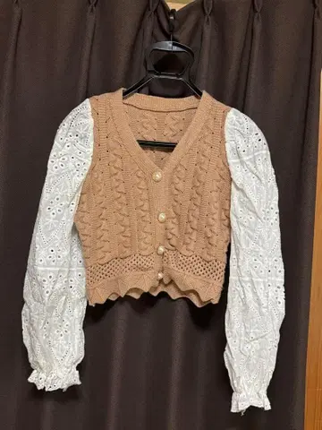 레이스 긴팔 니트 가디건