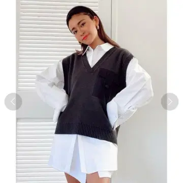 ALEXIA STAM 백 버튼 니트 베스트 그레이