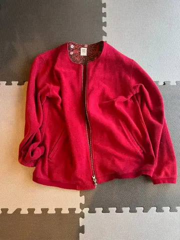 빨간색 M 사이즈 지퍼 가디건 여성용