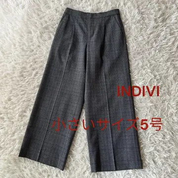작은 사이즈 새상품급 인디비 글렌체크 와이드 팬츠 안감 부착