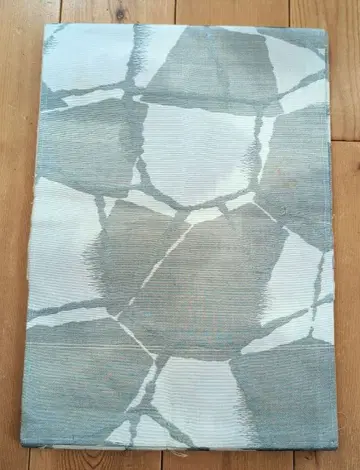 순수 실크 나고야 오비 미사용 미전개품 화이트 x 아이스 그레이