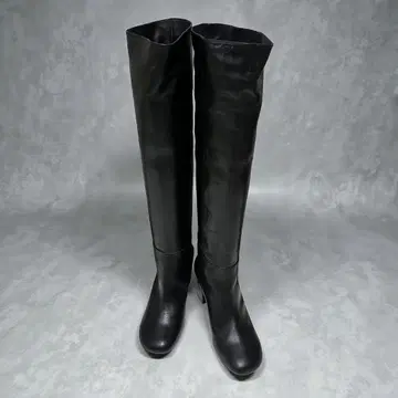 [ 미사용 ] CHEMBUR 롱 부츠 블랙 가죽 청키힐 38