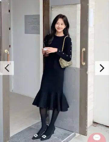 MIDI PEPLUM KNIT DRESS with PEARL