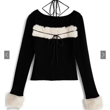 grl 퍼 홀터넥 리본 니트탑[ru1387]