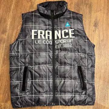 새상품급 LE COQ SPORTIF 체크 무늬 베스트 골프 LL 사이즈