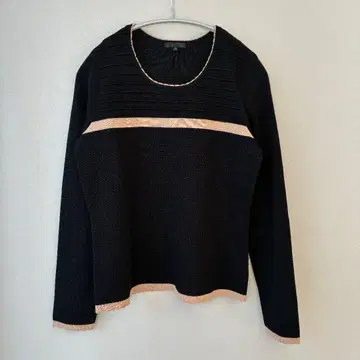 투 비 시크 울 혼방 니트 블랙 바이컬러