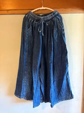 다크 블루 가우초 팬츠 100% 코튼