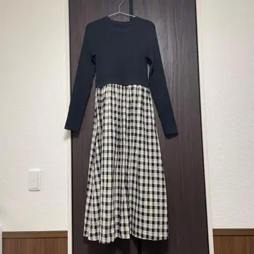 N 내추럴 뷰티 베이직 긴팔 리브 니트 도킹 원피스 M