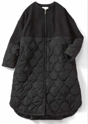 IEDIT 울 혼방 액티브 퀼팅 코트 블랙