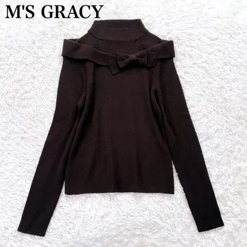 새상품급 M'S GRACY 오프숄더풍 리본 리브 니트 스웨터 40
