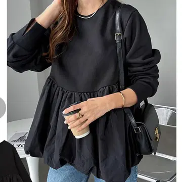 속기모 페플럼 풀오버 블랙