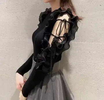 [정품] 프릴 슬리브 니트 풀오버 SNIDEL