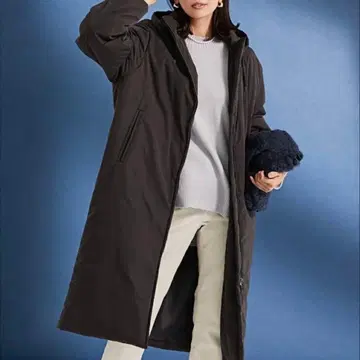 [새상품급] 빅 사이즈 23구 충전솜 논스티치 롱 아우터 48 블랙