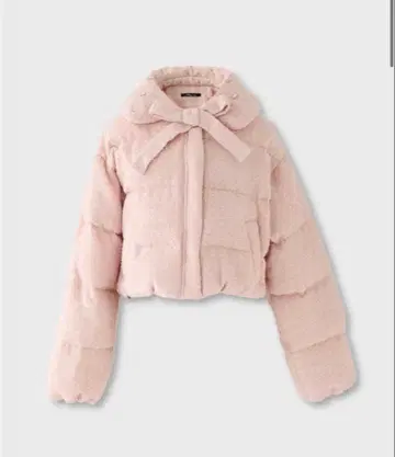 mmeeme Ribbon tweed short down jacket