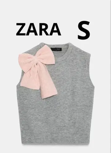 ZARA 리본 크루넥 니트 베스트 그레이 사이즈 S 새상품