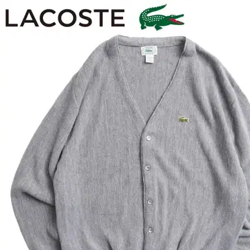 80s IZOD LACOSTE USA제 악어 자수 가디건 L 그레이