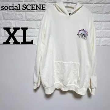 social SCENE [ XL ] 후드티 화이트 뒷면의 그래픽이 인상적