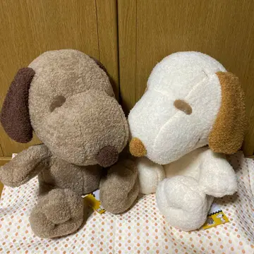 스누피 봉제 인형 브라운 화이트 2가지 색상 세트